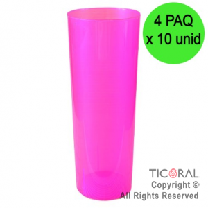 VASO TRAGO LARGO PP KV FUCSIA 280CC (4 pack x 10 unid)